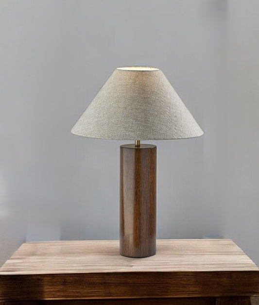 Canopy Walnut Wood Block Table Lamp By Homeroots | Table Lamps | Modishstore - 1