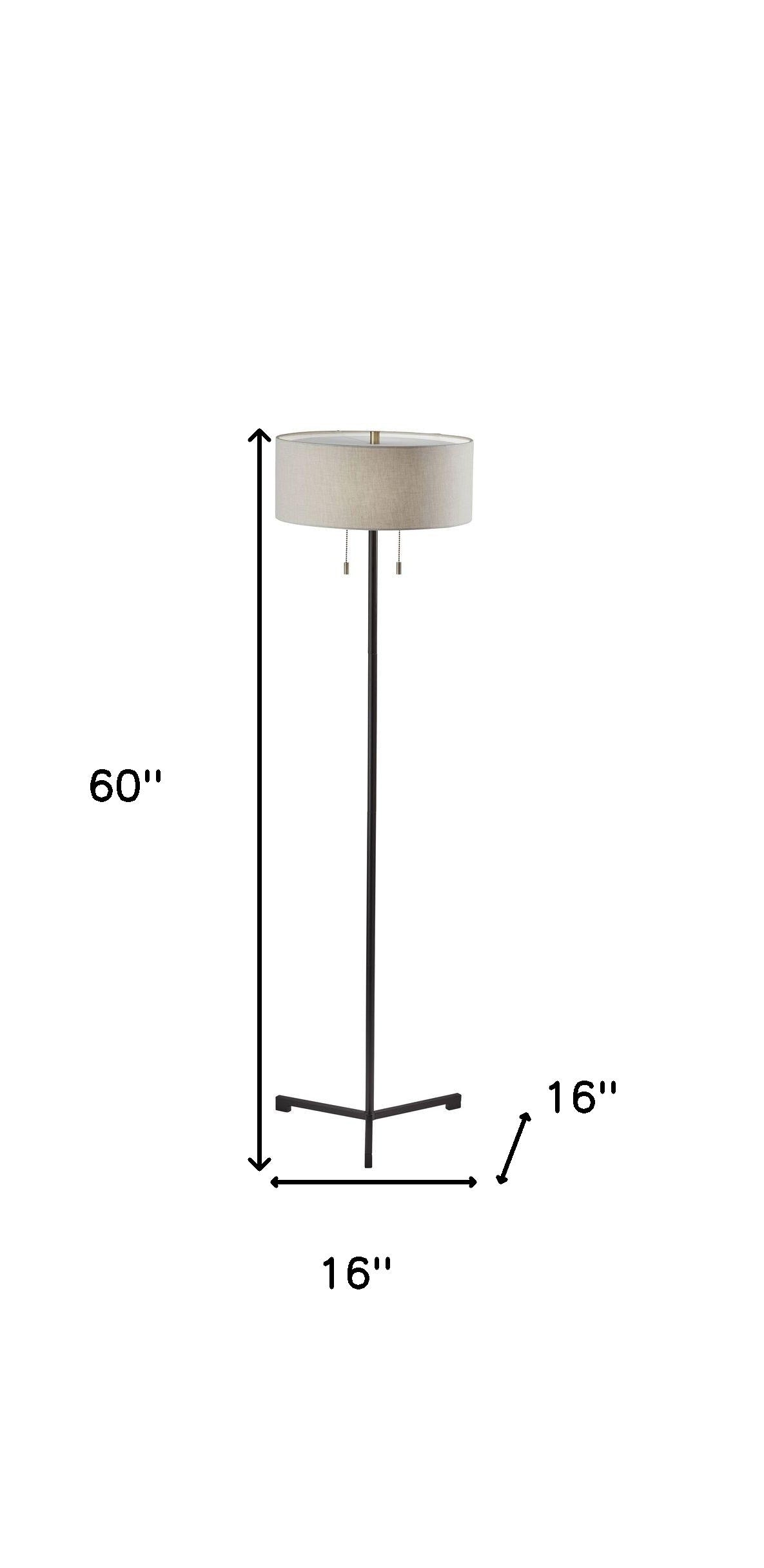 Black And White Floor Lamp With White Fabric Drum Shade By Homeroots | Floor Lamps | Modishstore - 3