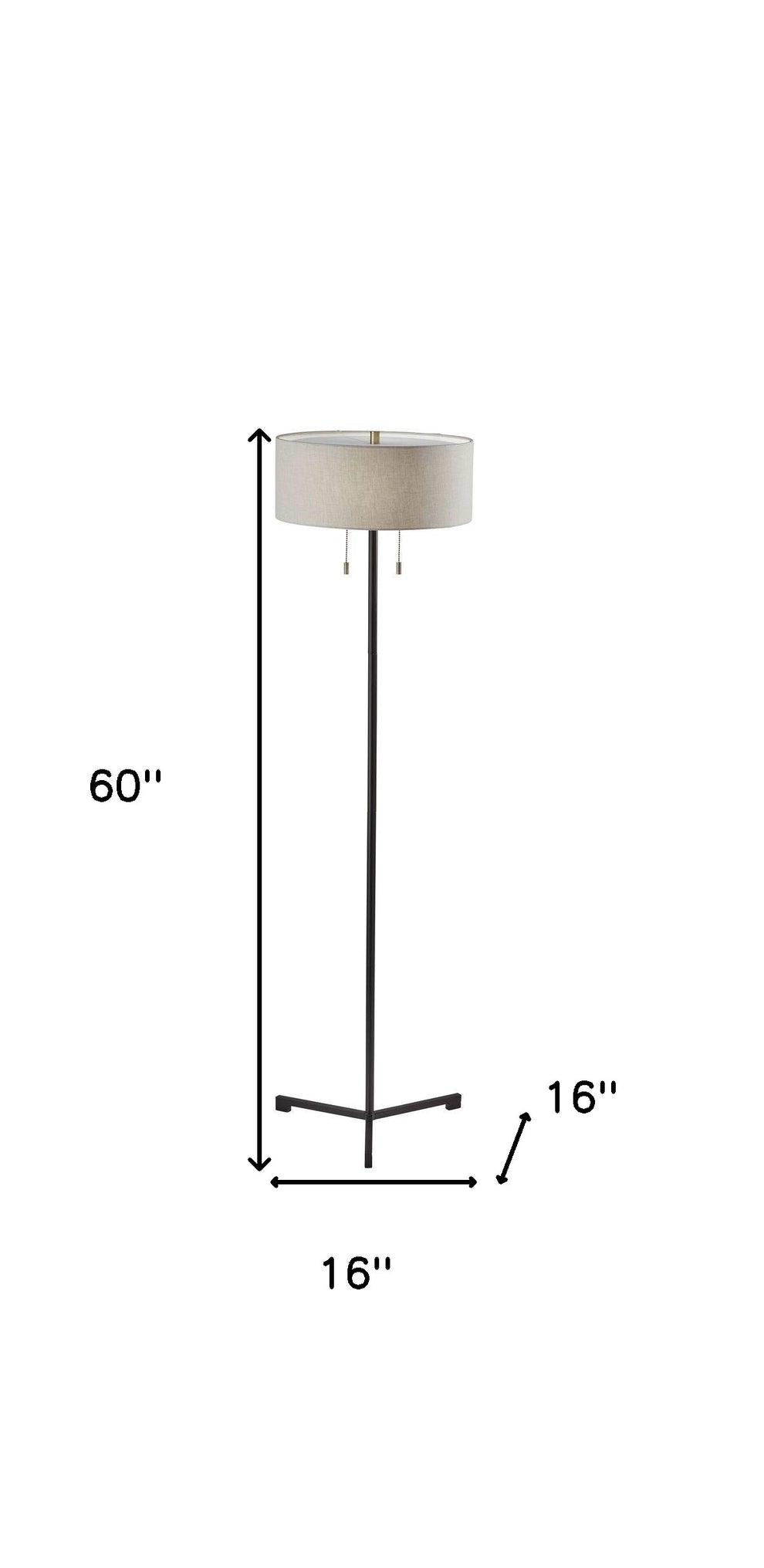 Black And White Floor Lamp With White Fabric Drum Shade By Homeroots | Floor Lamps | Modishstore - 3