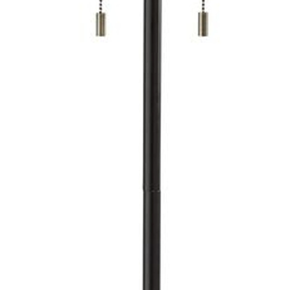 Black And White Floor Lamp With White Fabric Drum Shade By Homeroots | Floor Lamps | Modishstore - 2