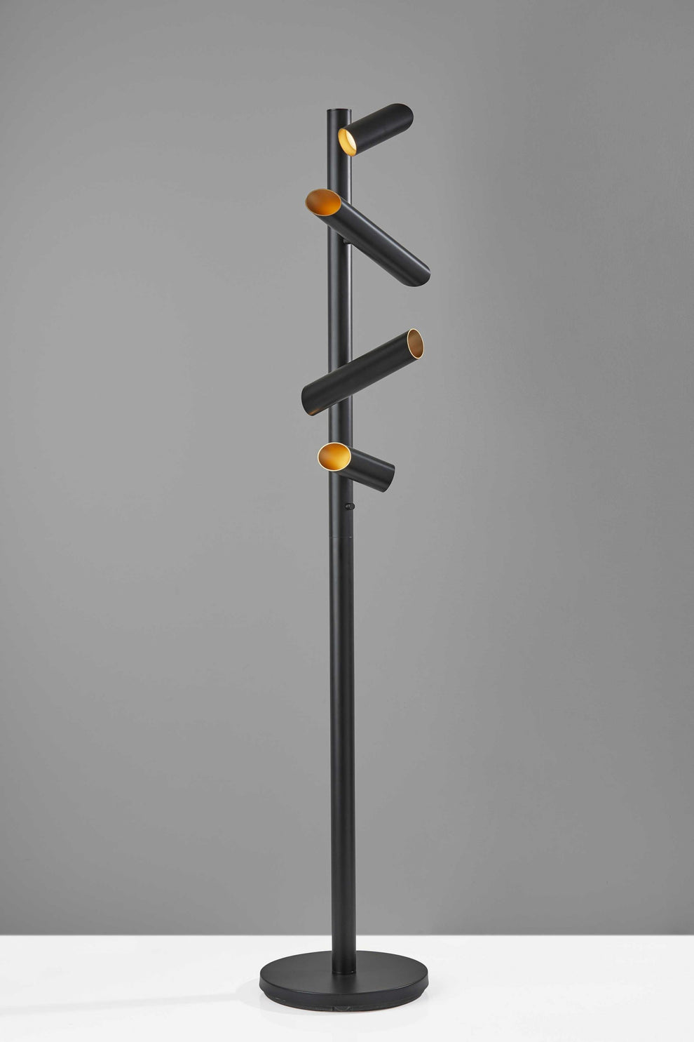 Black LED Tree Floor Lamp With Four Black Metal Cylinder Shades By Homeroots | Floor Lamps | Modishstore - 4