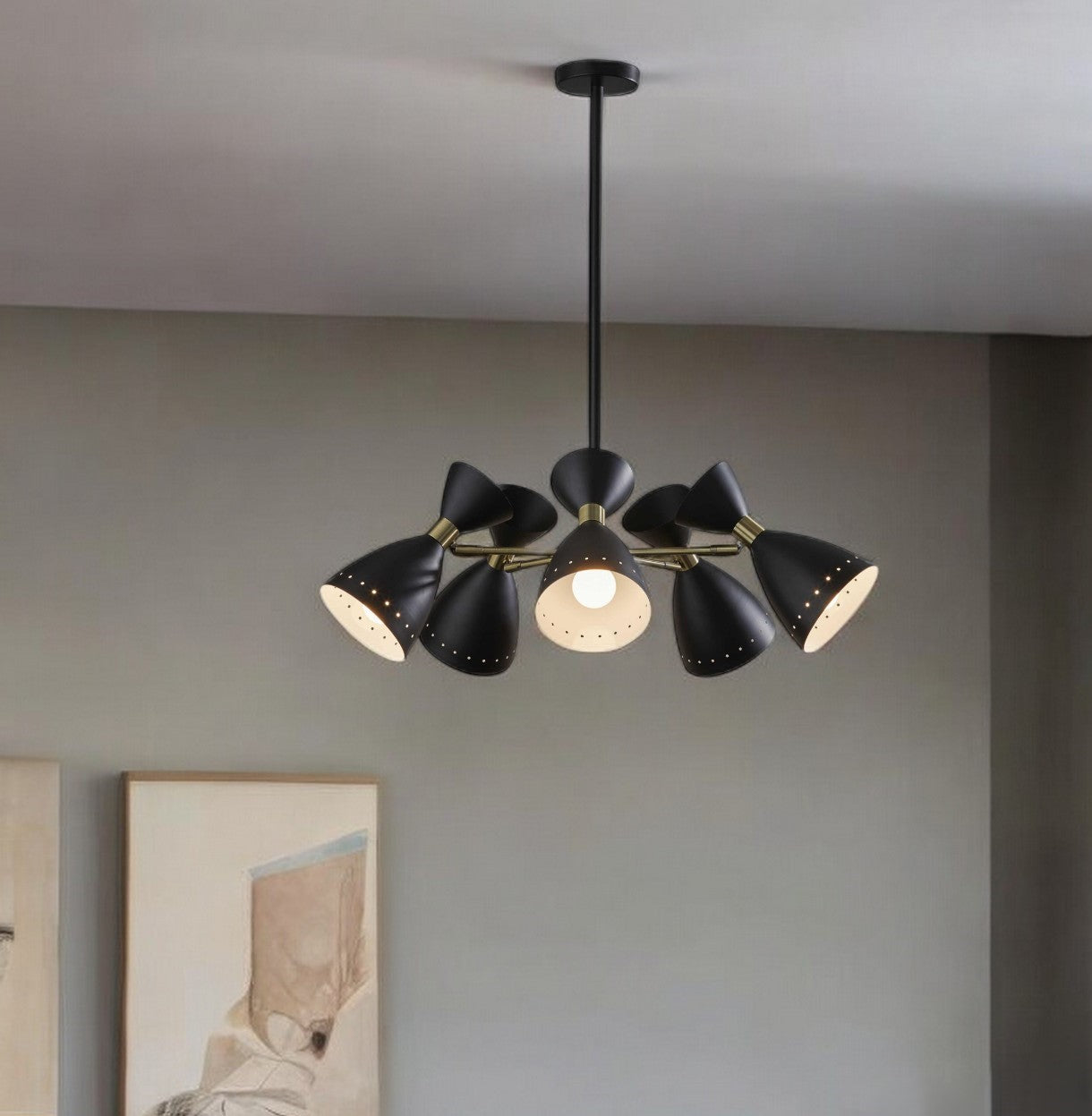 Cinco Diabolo Adjustable Black Metal Pendant By Homeroots | Planters, Troughs & Cachepots | Modishstore - 1