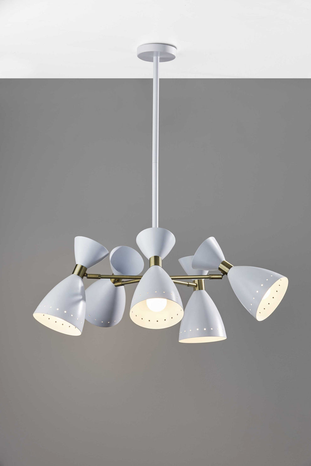 Cinco Diabolo Adjustable White Metal Pendant By Homeroots | Planters, Troughs & Cachepots | Modishstore - 5