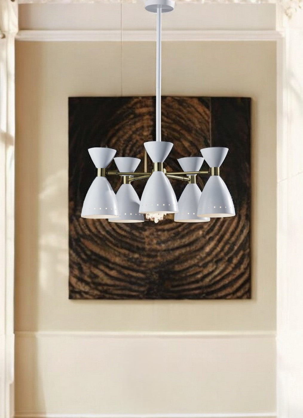 Cinco Diabolo Adjustable White Metal Pendant By Homeroots | Planters, Troughs & Cachepots | Modishstore - 1