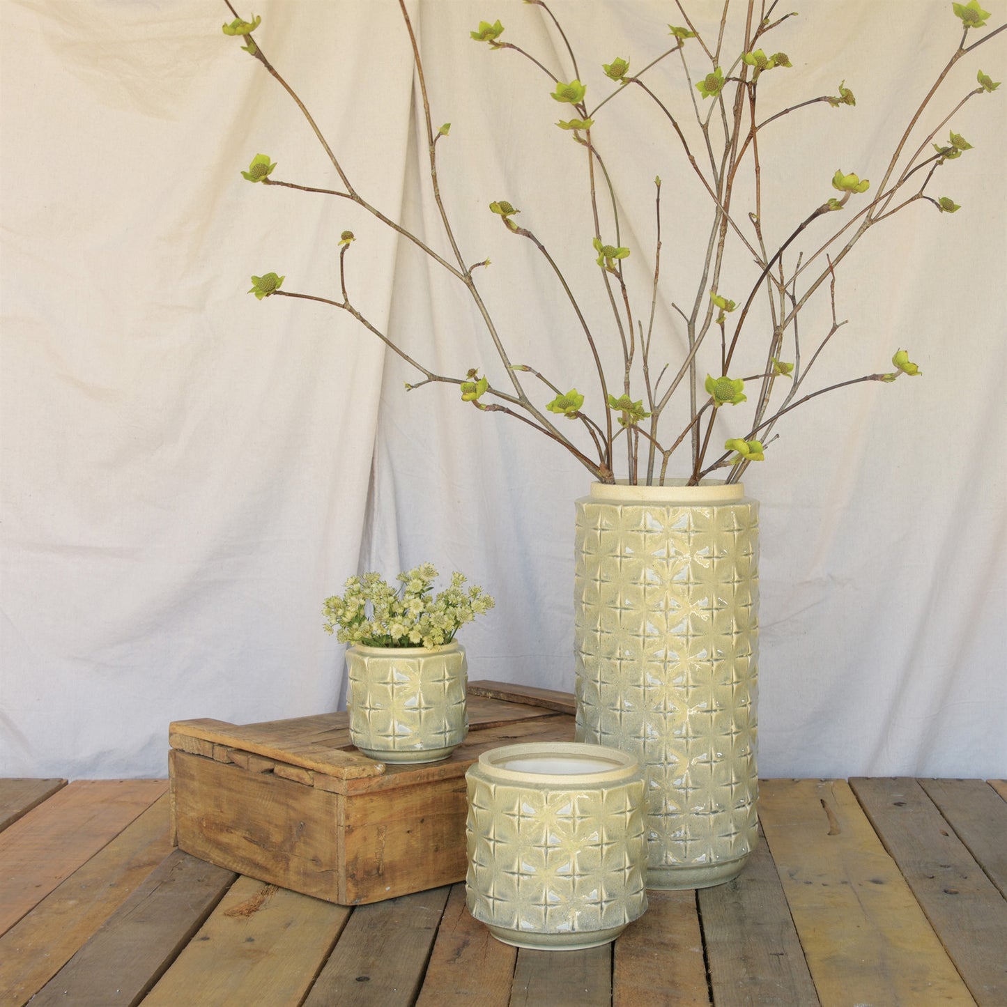 Gemma Cachepot - Large - Grey Set Of 4 By HomArt | Planters, Troughs & Cachepots | Modishstore - 2