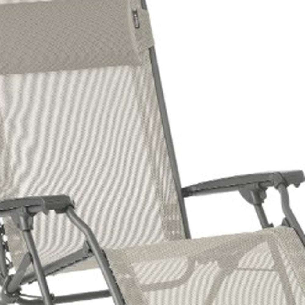 Gray Steel Outdoor Zero Gravity Chair By Homeroots | Outdoor Chairs | Modishstore - 4