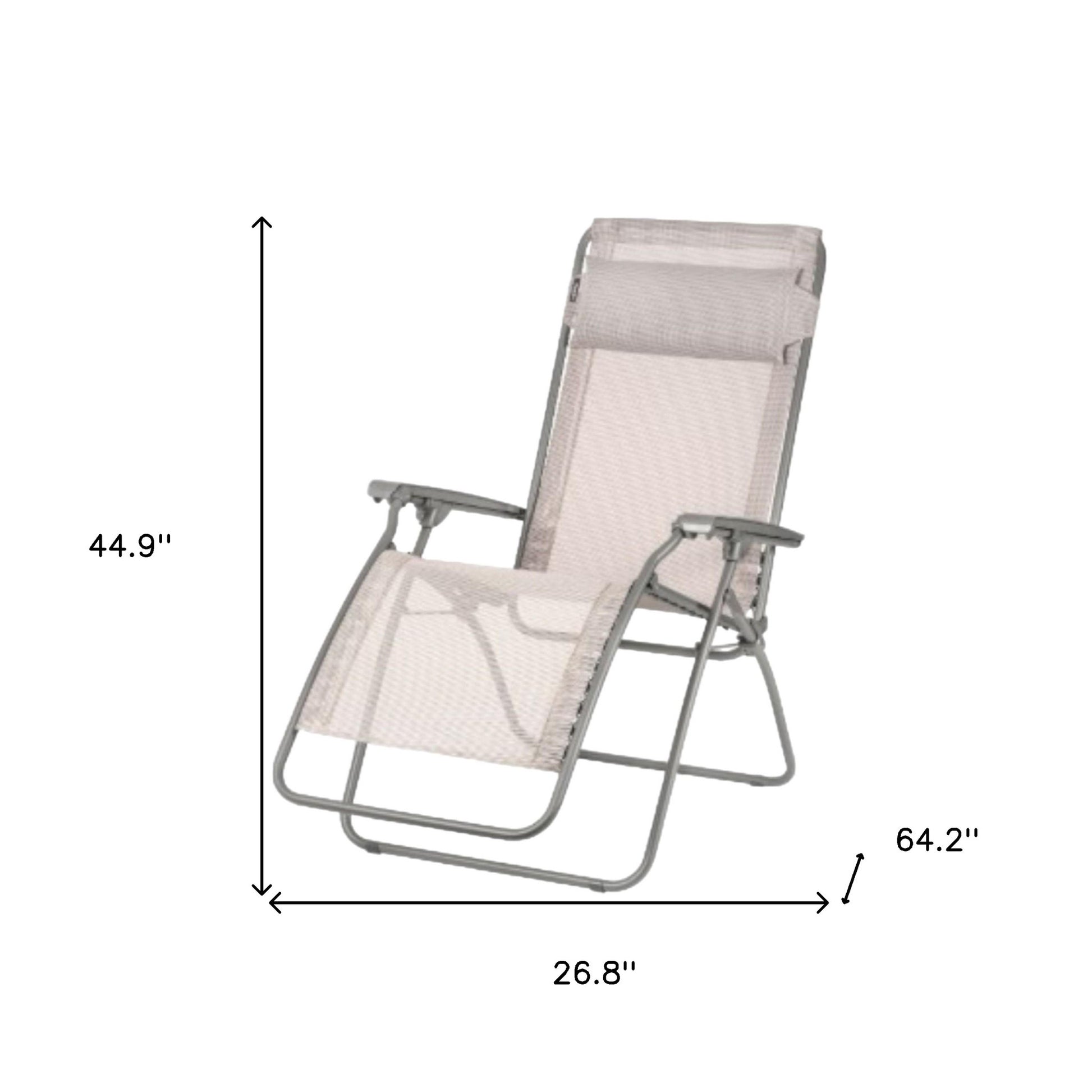 Ivory Steel Outdoor Zero Gravity Chair with Ivory Cushion By Homeroots | Outdoor Chairs | Modishstore - 6