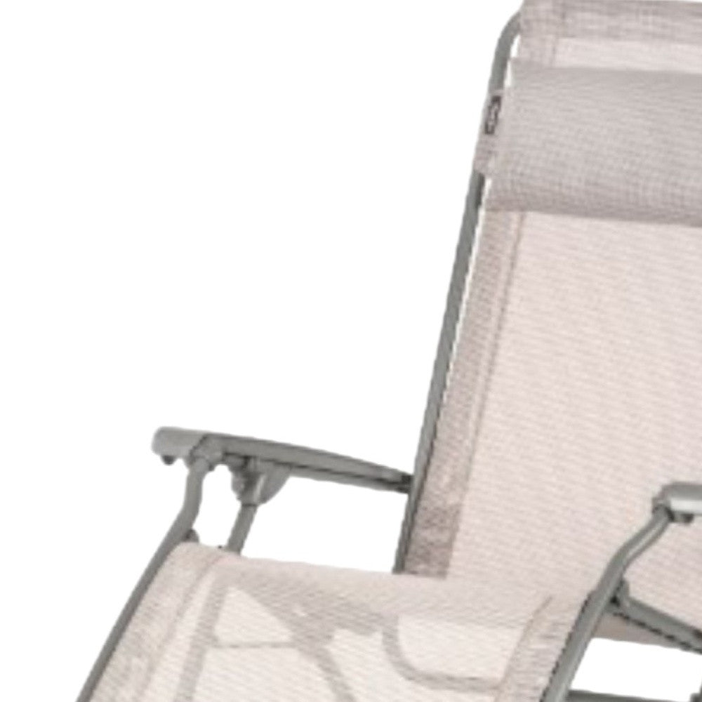 Ivory Steel Outdoor Zero Gravity Chair with Ivory Cushion By Homeroots | Outdoor Chairs | Modishstore - 4