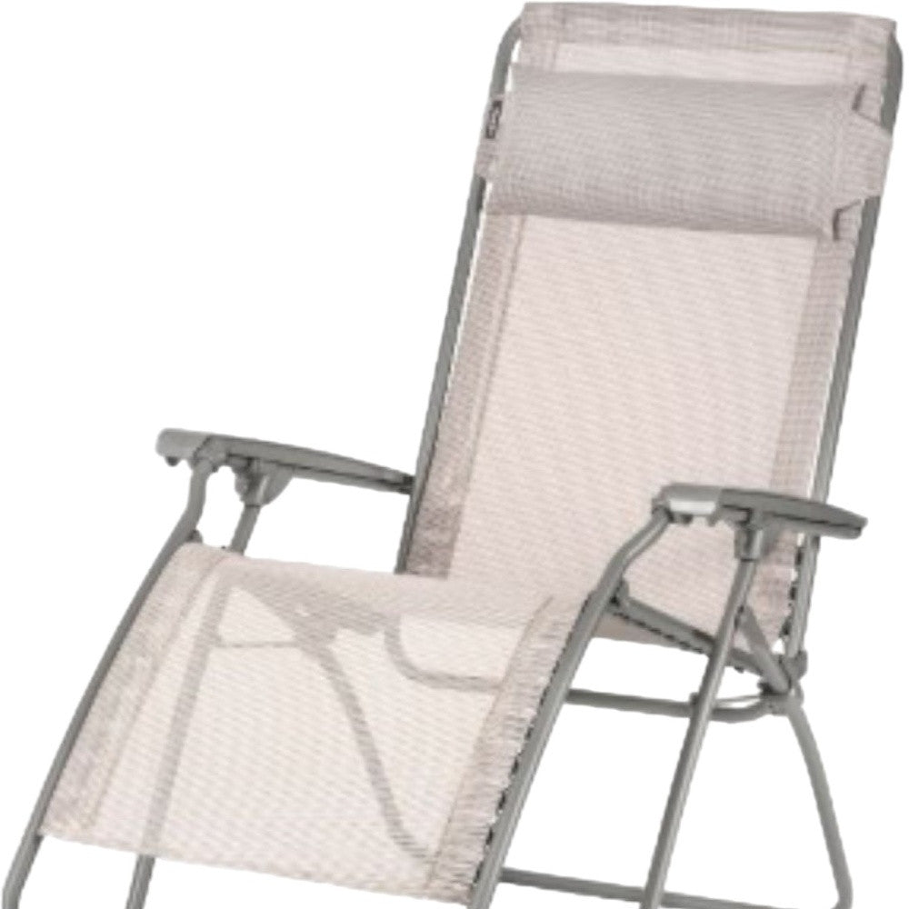 Ivory Steel Outdoor Zero Gravity Chair with Ivory Cushion By Homeroots | Outdoor Chairs | Modishstore - 5