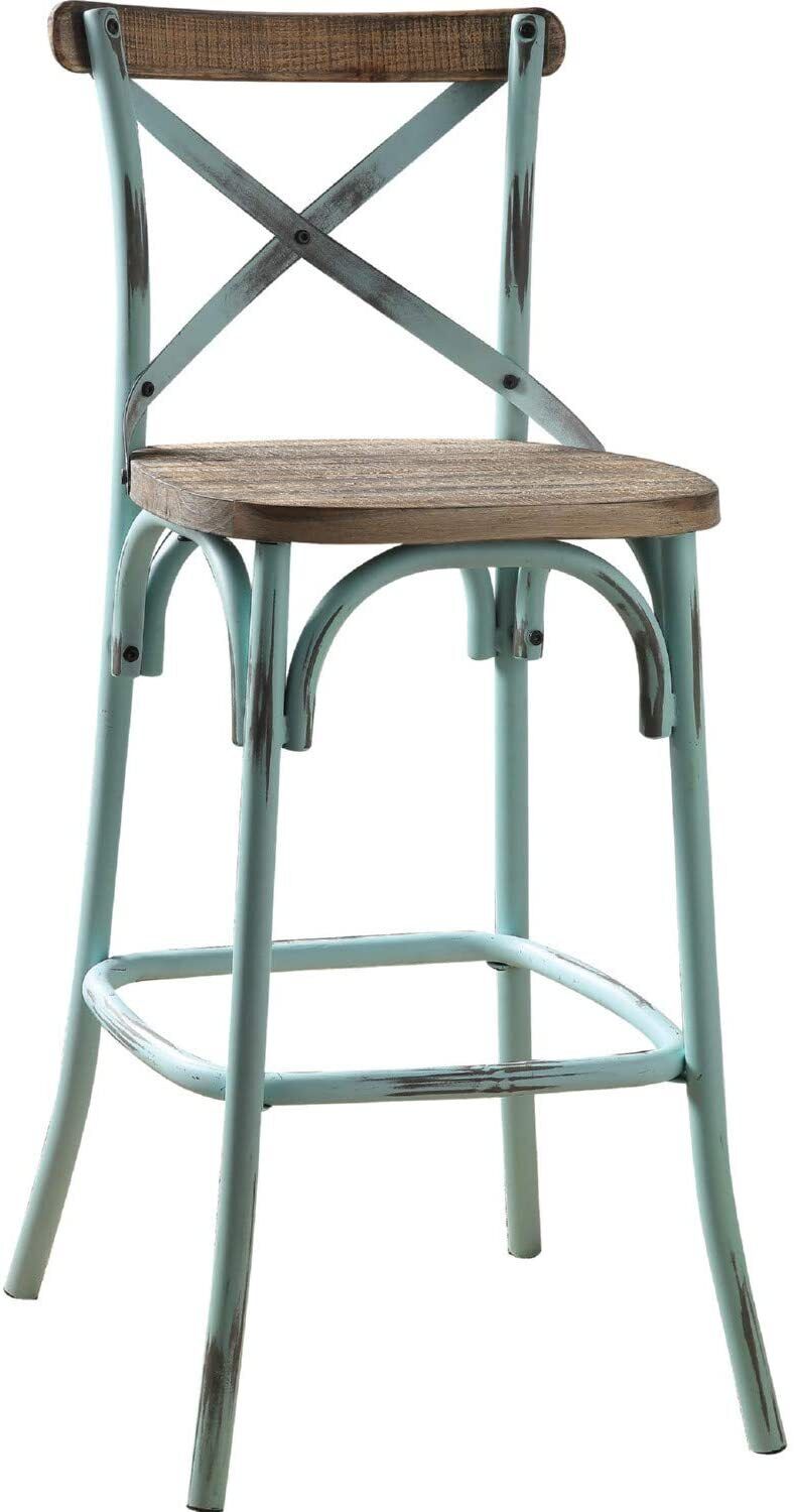 Brown And Sky Blue Iron Bar Chair By Homeroots | Bar Stools | Modishstore - 3