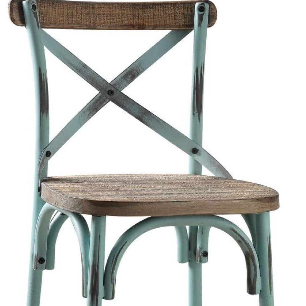 Brown And Sky Blue Iron Bar Chair By Homeroots | Bar Stools | Modishstore - 5
