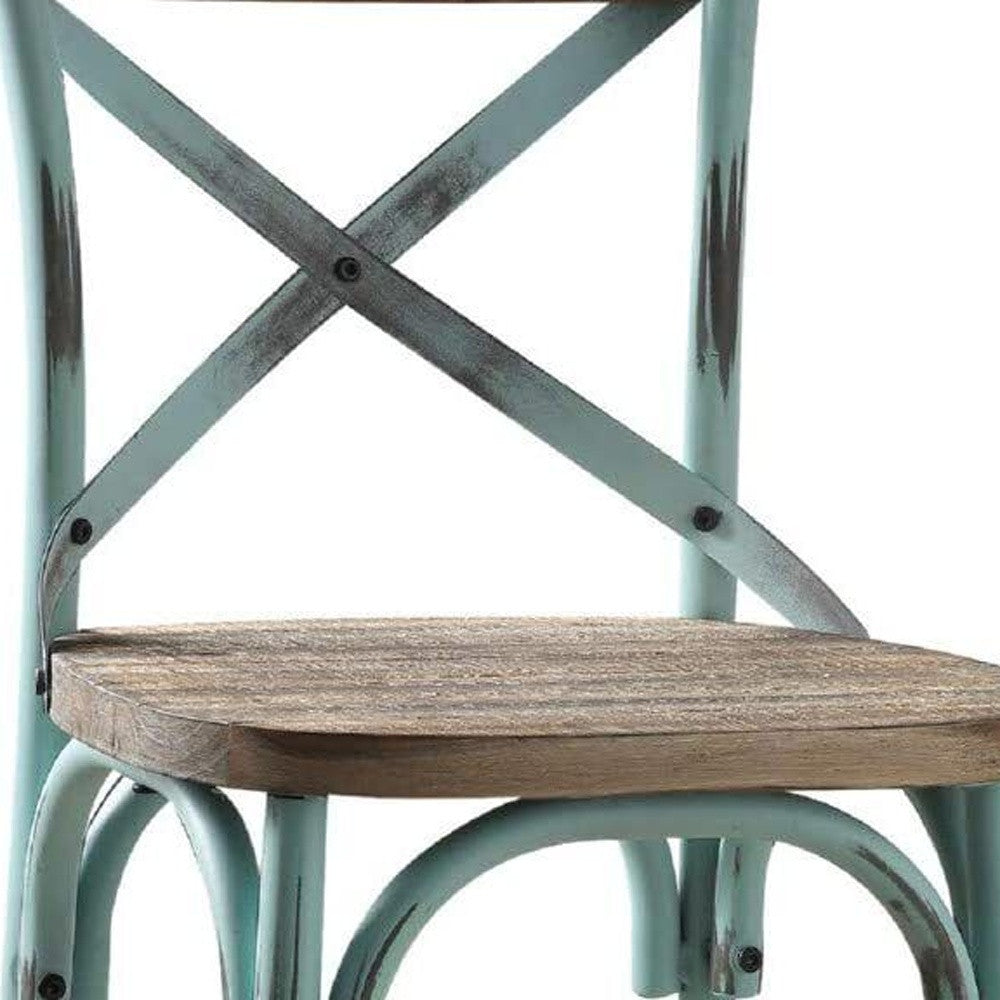 Brown And Sky Blue Iron Bar Chair By Homeroots | Bar Stools | Modishstore - 6