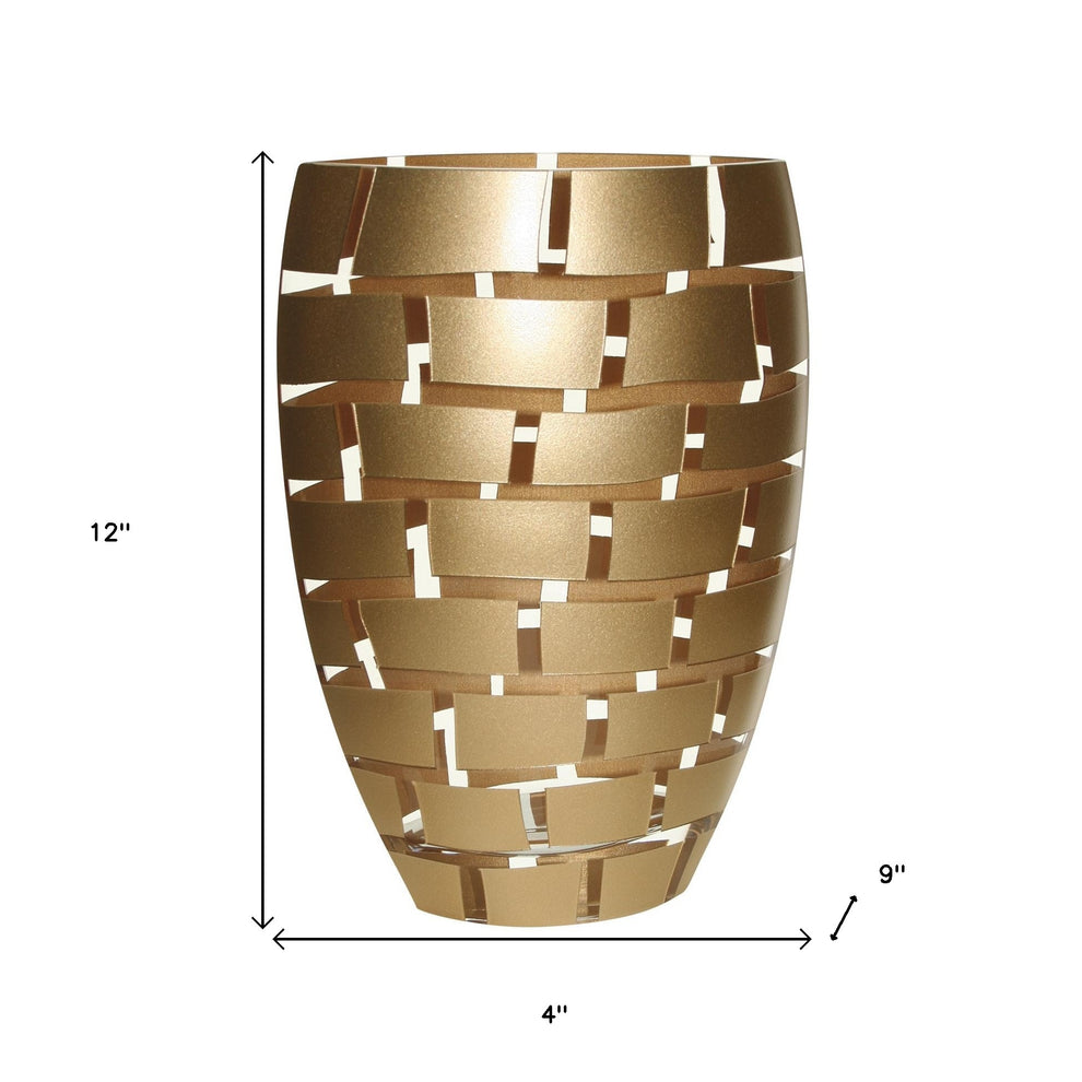 Gold And Clear Geometric Oval Lead Free Crystal Table Vase By Homeroots | Vases | Modishstore - 5