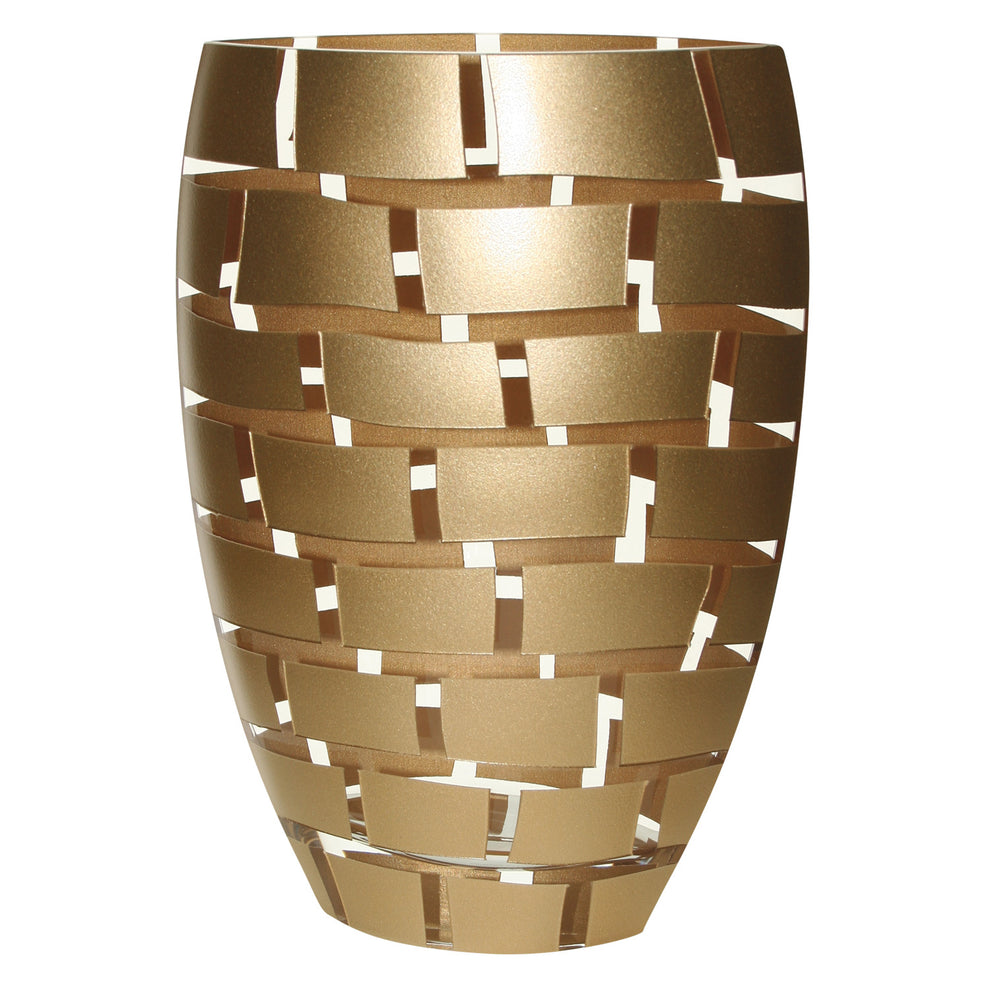 Gold And Clear Geometric Oval Lead Free Crystal Table Vase By Homeroots | Vases | Modishstore - 4