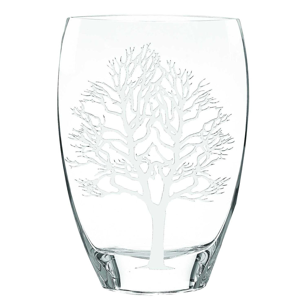 Clear And White Tree Of Life Oval Lead Free Crystal Table Vase By Homeroots | Vases | Modishstore - 2