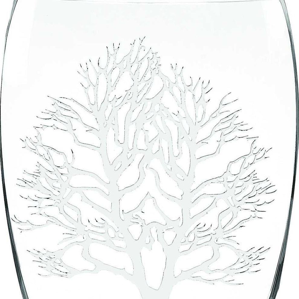 Clear And White Tree Of Life Oval Lead Free Crystal Table Vase By Homeroots | Vases | Modishstore - 3