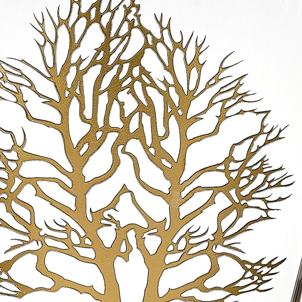 Clear And Gold Tree Of Life Oval Lead Free Crystal Table Vase By Homeroots | Vases | Modishstore - 3