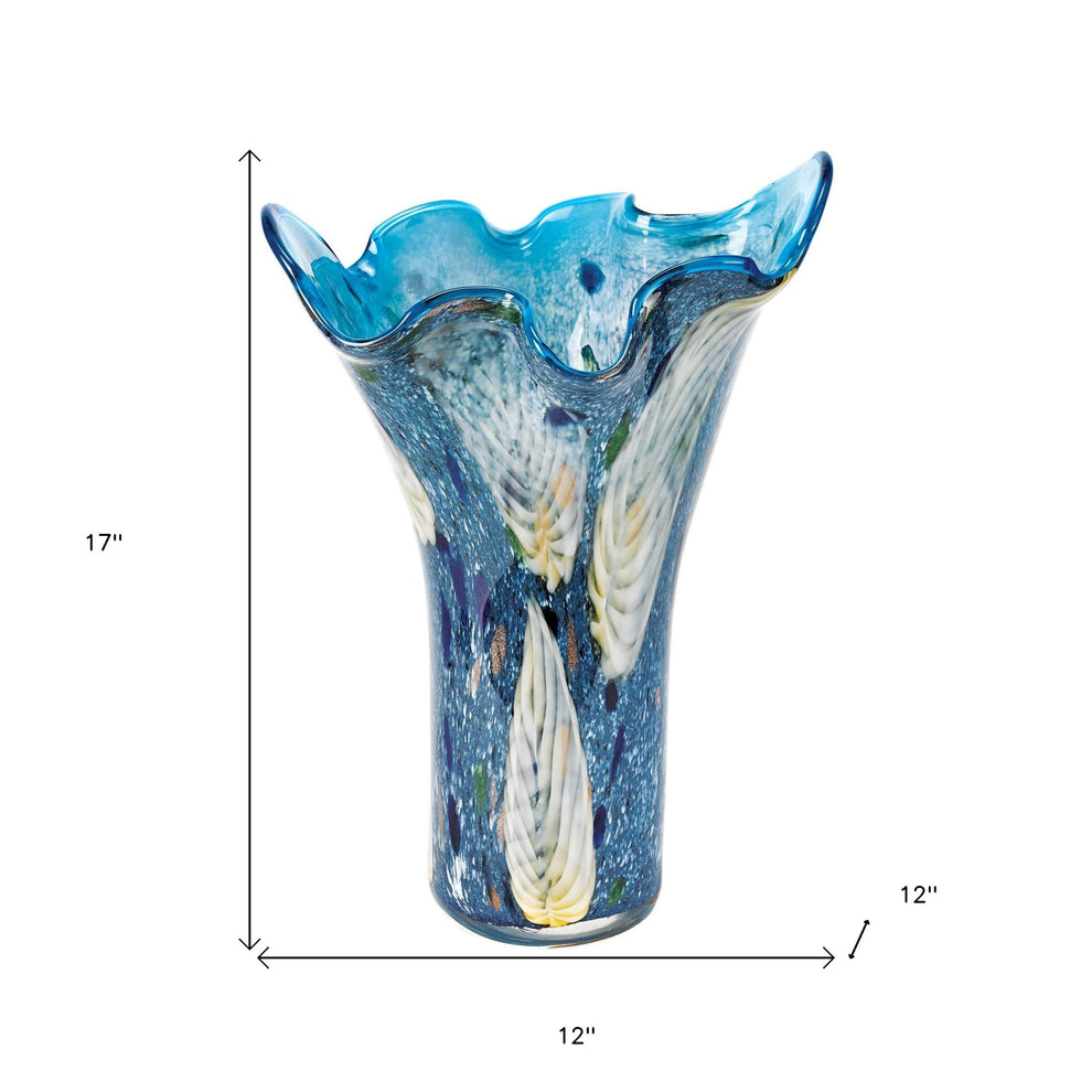 Blue And Green Cylinder Crystal Glass Table Vase By Homeroots | Vases | Modishstore - 5