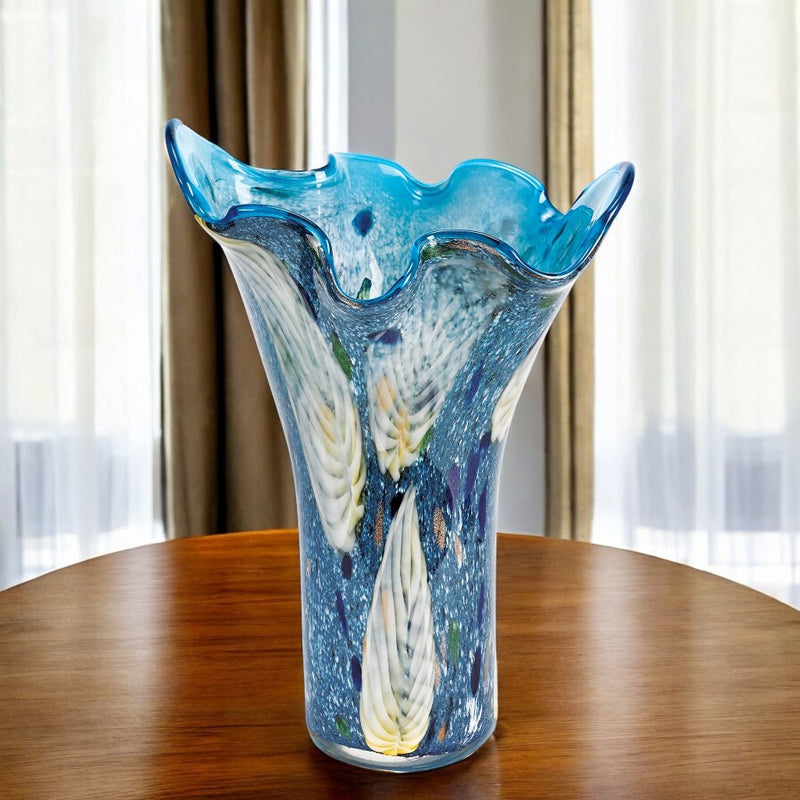 Blue And Green Cylinder Crystal Glass Table Vase By Homeroots | Vases | Modishstore - 1