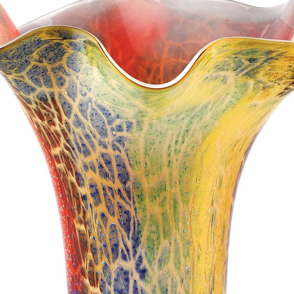 Red and Yellow Glass Abstract Novelty Table Vase By Homeroots | Vases | Modishstore - 3