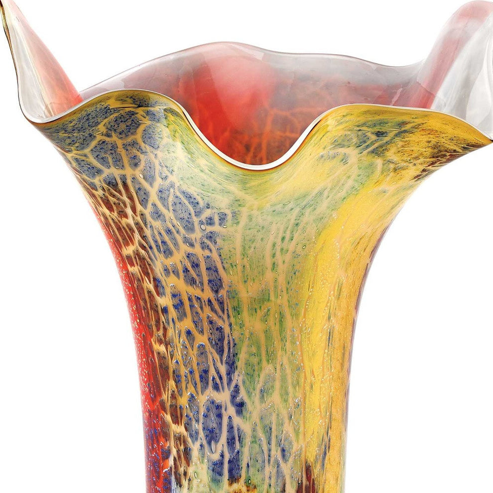Red and Yellow Glass Abstract Novelty Table Vase By Homeroots | Vases | Modishstore - 4