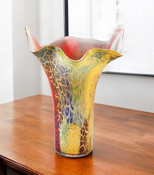 Red and Yellow Glass Abstract Novelty Table Vase By Homeroots | Vases | Modishstore - 1