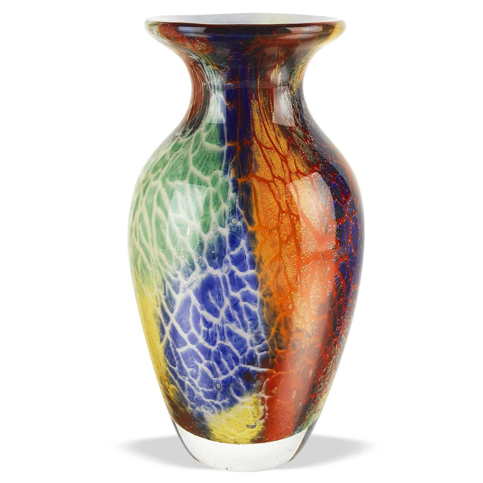 Blue Green And Orange Urn Murano Glass Table Vase By Homeroots | Vases | Modishstore - 2