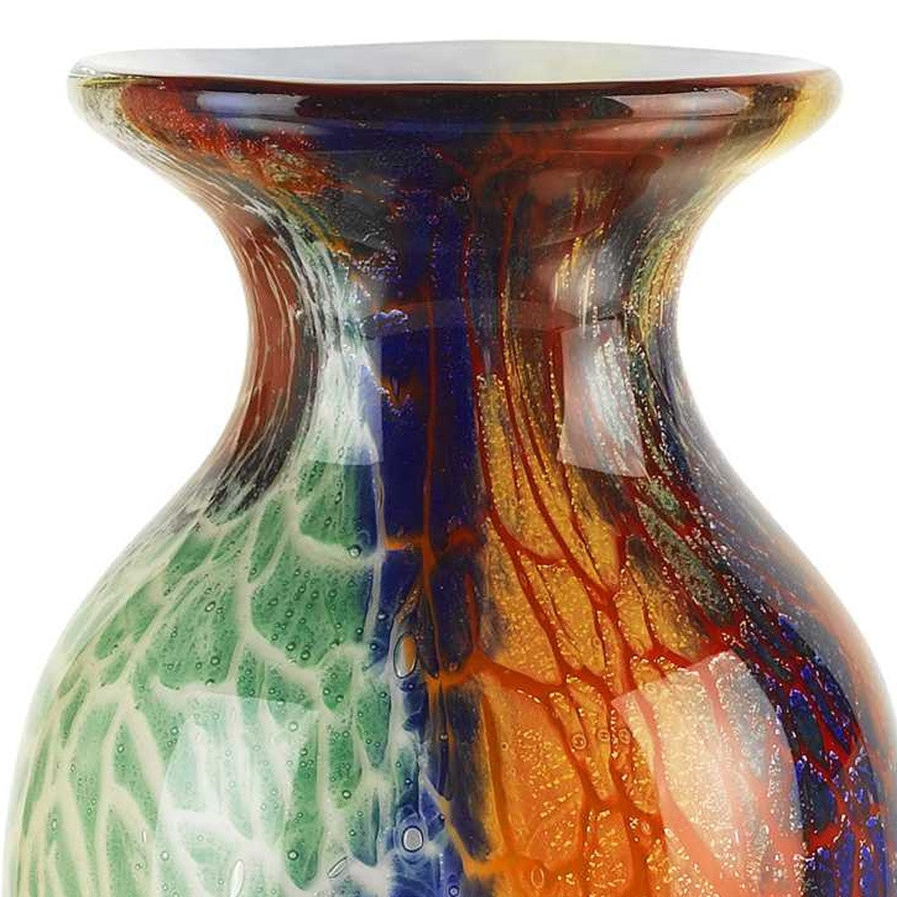 Blue Green And Orange Urn Murano Glass Table Vase By Homeroots | Vases | Modishstore - 3