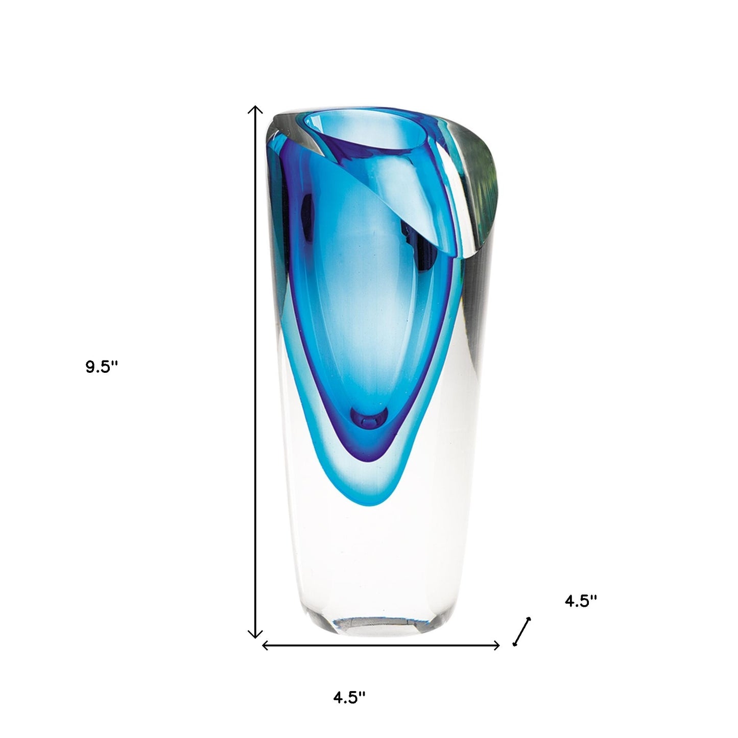 Clear And Blue Abstract Cylinder Lead Free Crystal Table Vase By Homeroots | Vases | Modishstore - 8