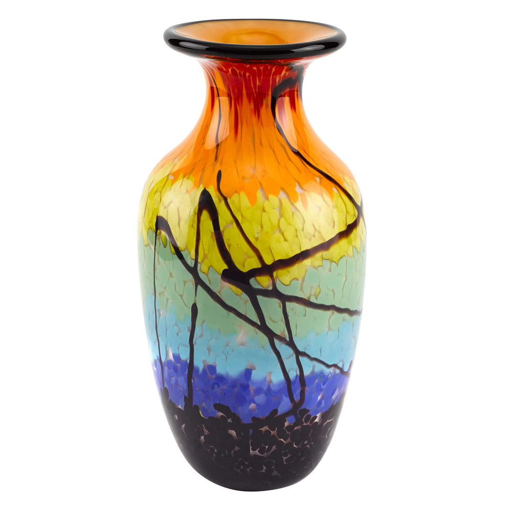 Black Blue Red And Yellow Abstract Urn Handblown Glass Table Vase By Homeroots | Vases | Modishstore - 2