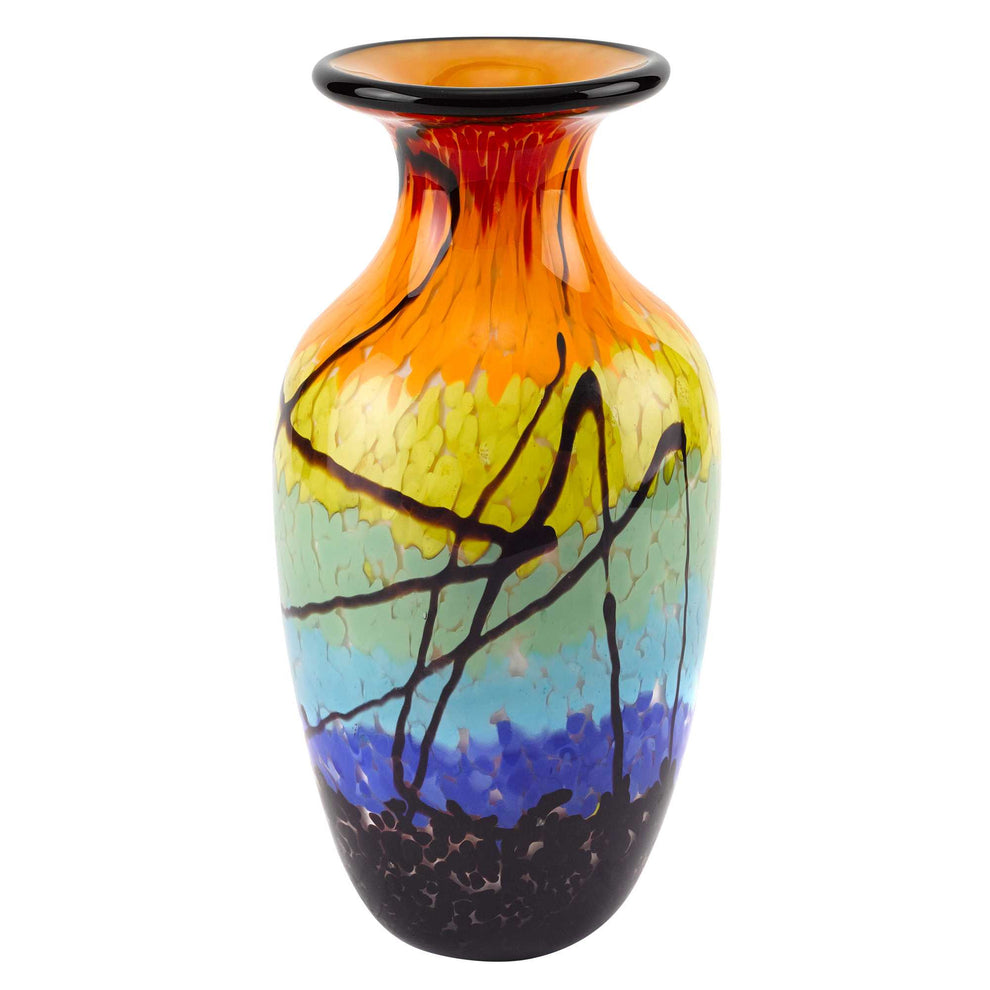 Black Blue Red And Yellow Abstract Urn Handblown Glass Table Vase By Homeroots | Vases | Modishstore - 3