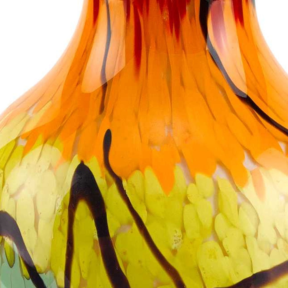 Black Blue Red And Yellow Abstract Urn Handblown Glass Table Vase By Homeroots | Vases | Modishstore - 5