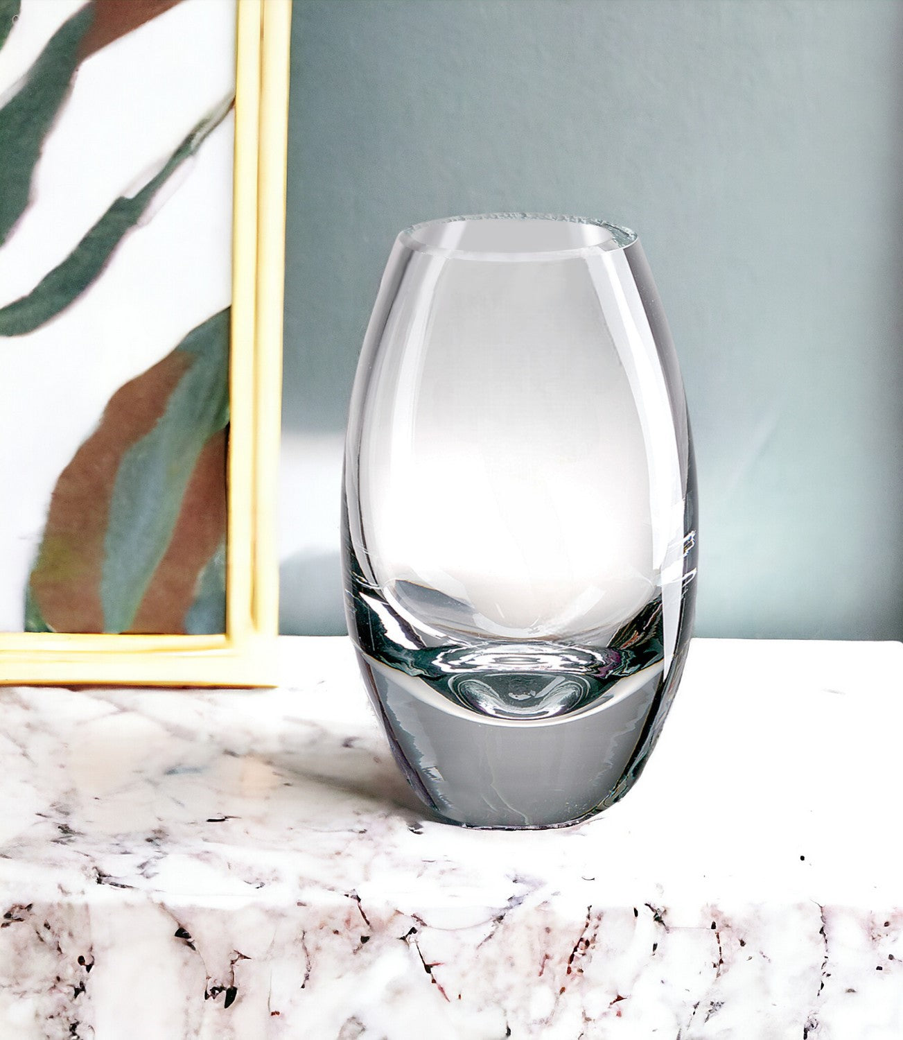 Clear Lead Free Crystal Oval Table Vase By Homeroots | Vases | Modishstore - 1