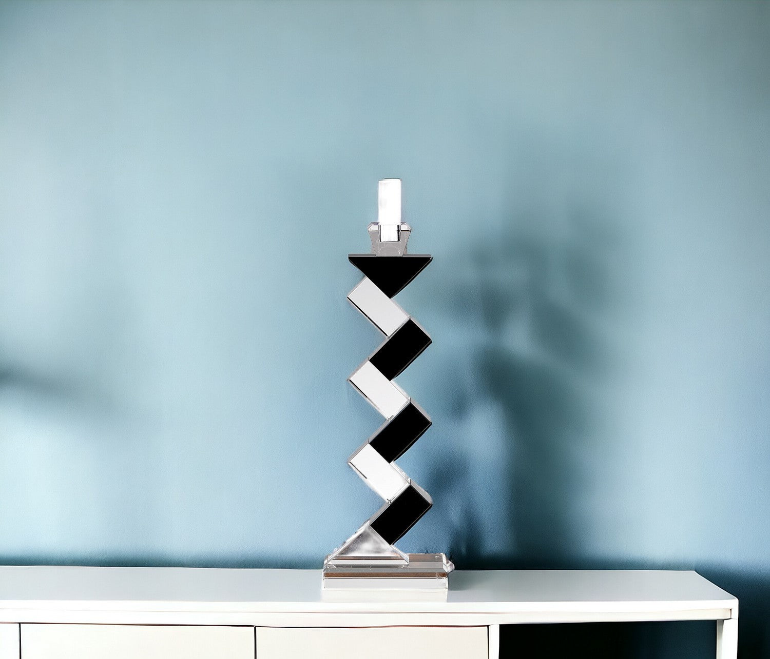 Black Crystal Geometric Tabletop Pillar Candle Holders By Homeroots | Candle Holders | Modishstore - 1