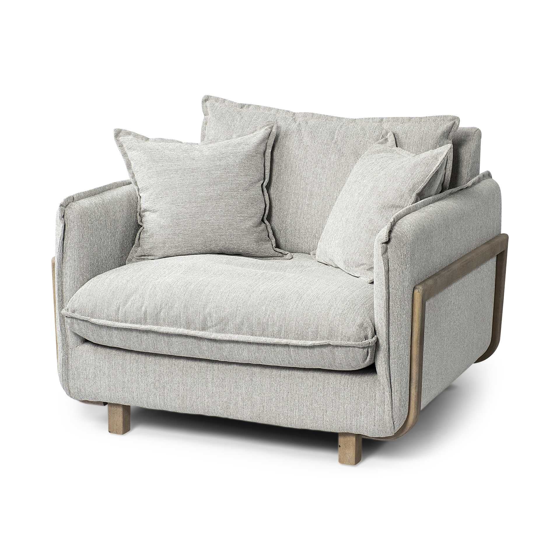 Gray and Brown Fabric Club Chair By Homeroots | Accent Chairs | Modishstore - 1