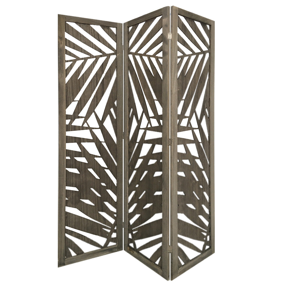 Gray Solid WoodFolding Three Panel Screen Room Divider By Homeroots | Room Dividers | Modishstore - 1