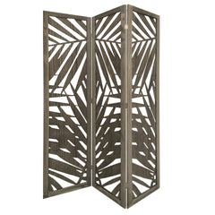 Gray Solid WoodFolding Three Panel Screen Room Divider By Homeroots