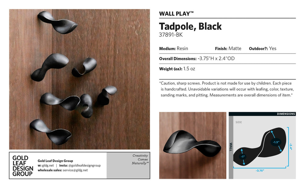 Wall Play™: Tadpole, Black By Gold Leaf | Wall Art | Modishstore - 6