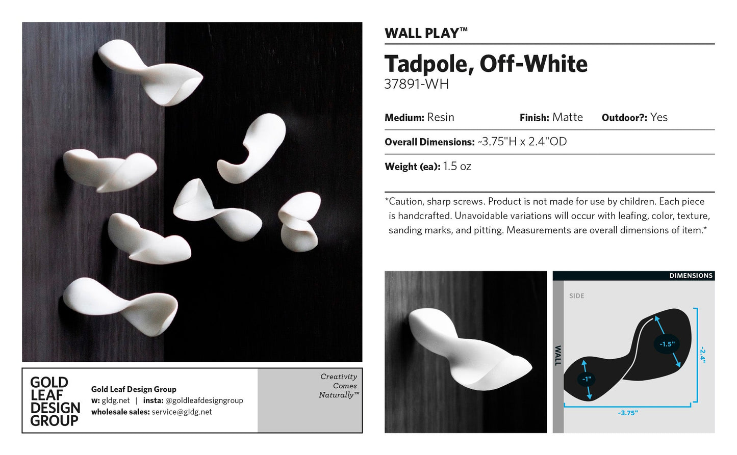 Wall Play™: Tadpole, Off-White By Gold Leaf | Wall Art | Modishstore - 7