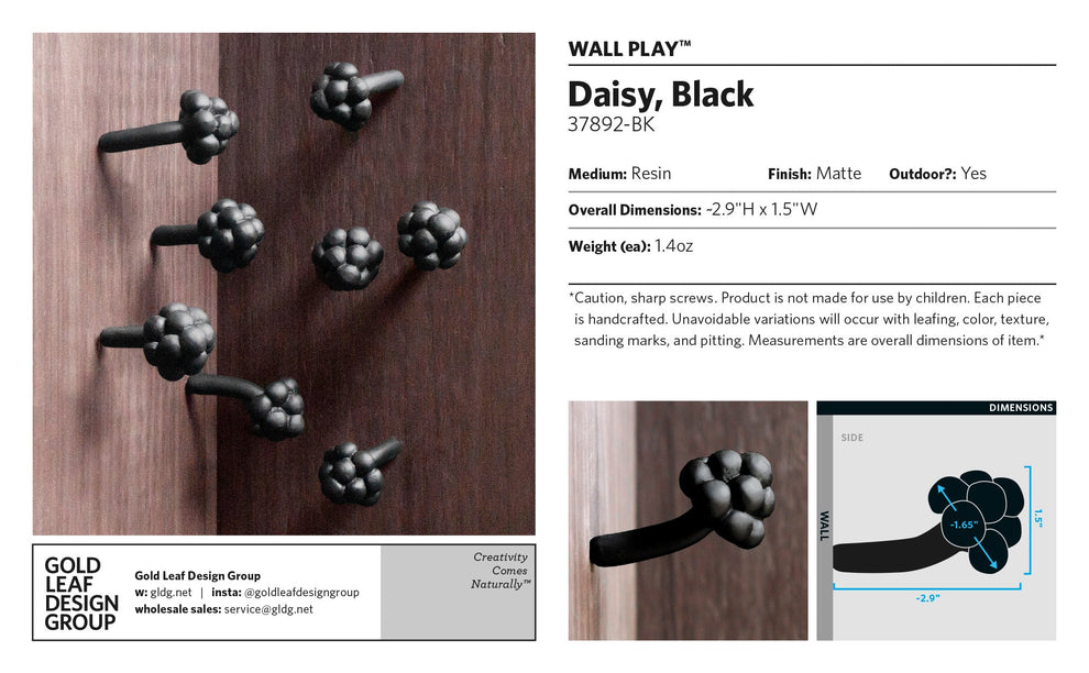 Wall Play™: Daisy, Black By Gold Leaf | Wall Art | Modishstore - 8