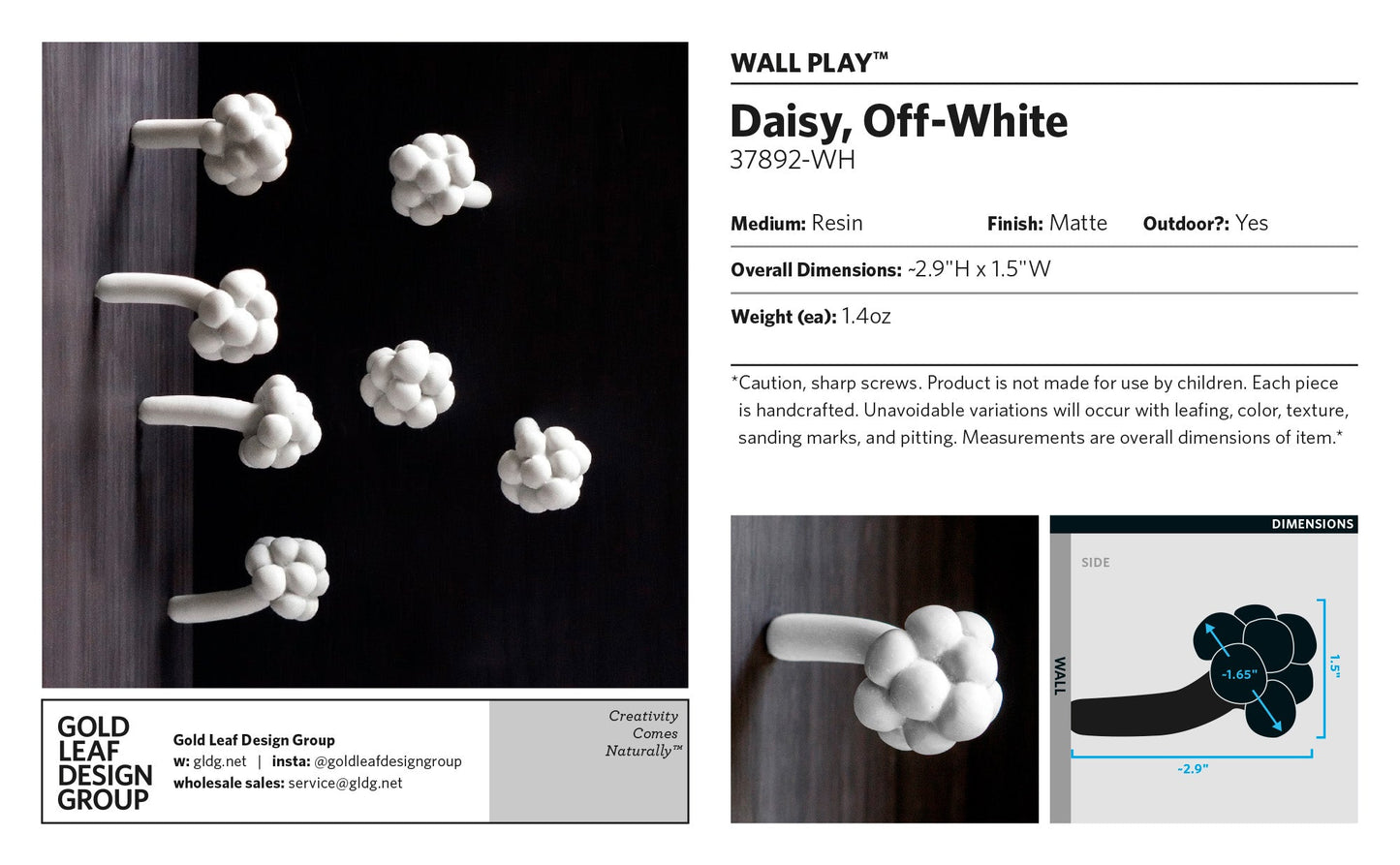 Wall Play™: Daisy, Off-White By Gold Leaf | Wall Art | Modishstore - 6