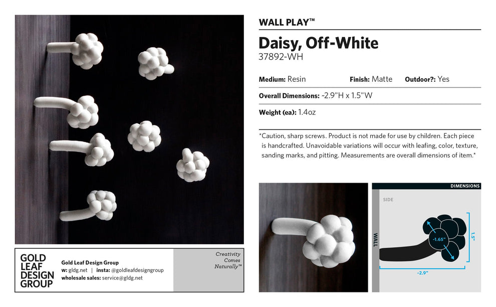 Wall Play™: Daisy, Off-White By Gold Leaf | Wall Art | Modishstore - 6