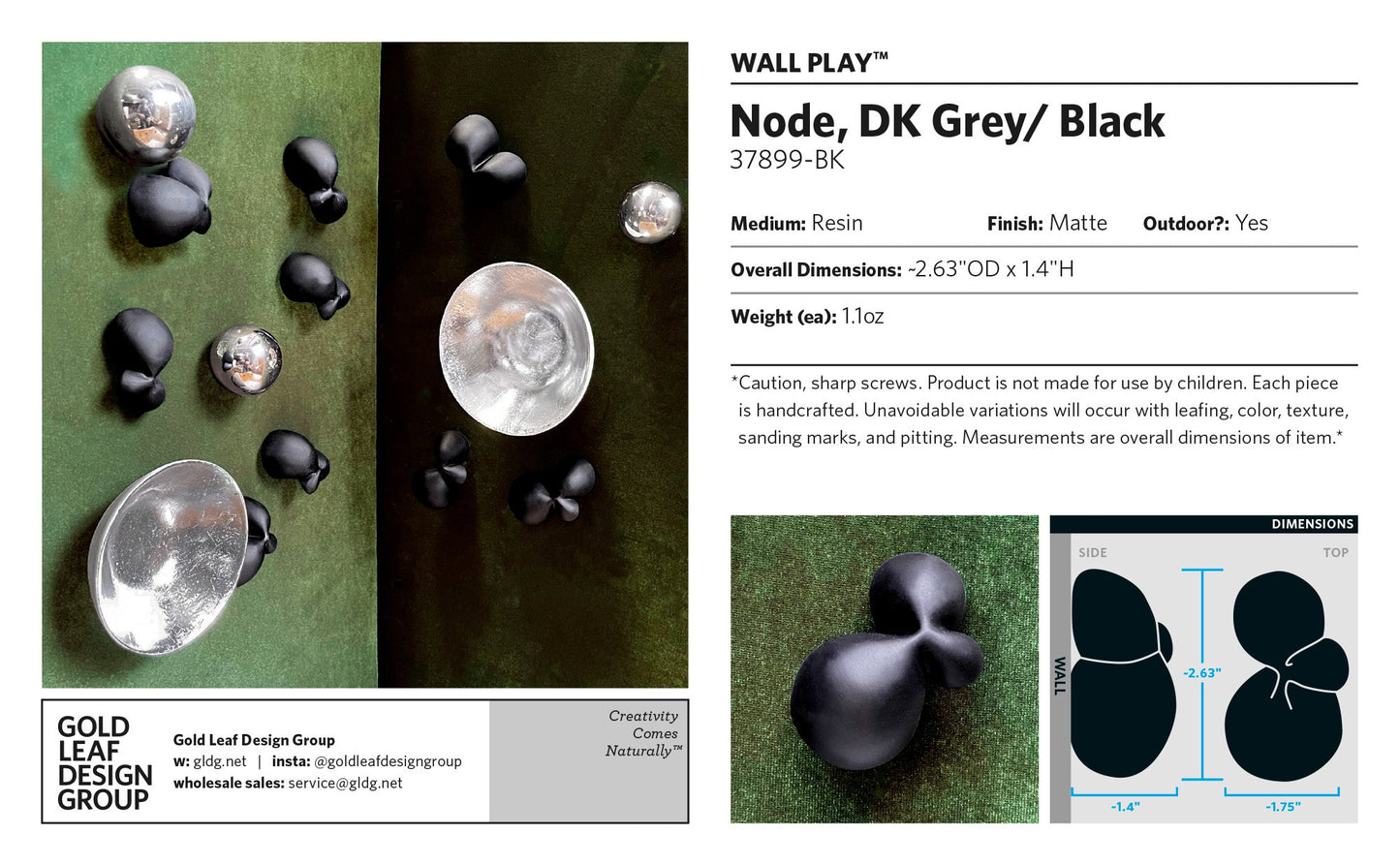 Wall Play™: Node, DK Grey/ Black By Gold Leaf | Wall Art | Modishstore - 5