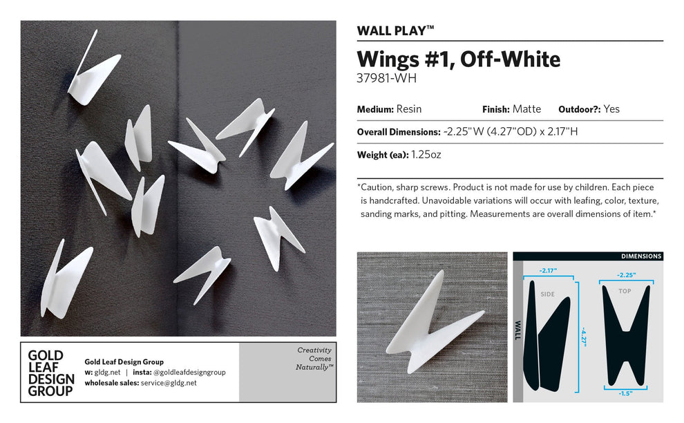 Wall Play™: Wings #1, Off-White By Gold Leaf | Wall Art | Modishstore - 9