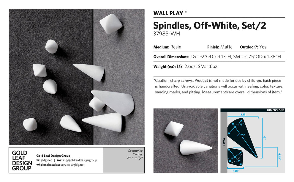 Wall Play™: Spindles, Off-White, Set/2 By Gold Leaf | Wall Art | Modishstore - 7