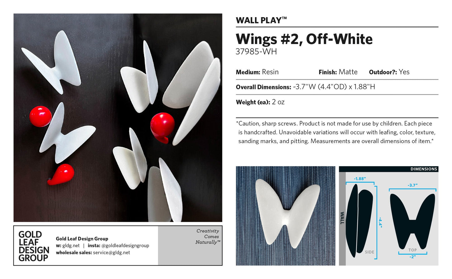 Wall Play™: Wings #2, Off-White By Gold Leaf | Wall Art | Modishstore - 9