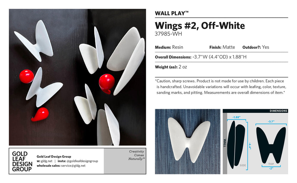 Wall Play™: Wings #2, Off-White By Gold Leaf | Wall Art | Modishstore - 9