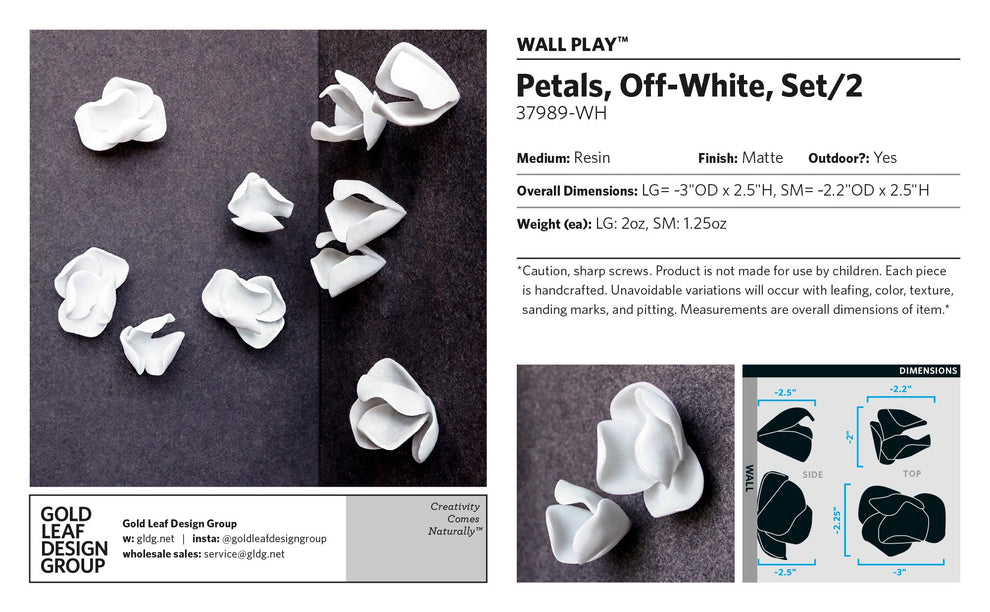 Wall Play™: Petals, Off-White, Set/2 By Gold Leaf | Wall Art | Modishstore - 6