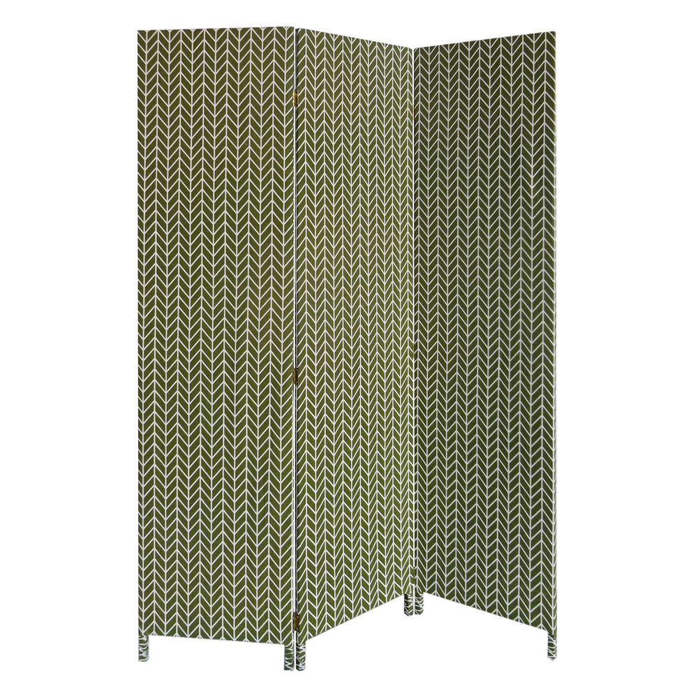 Blue and Beige Fabric Folding Three Panel Screen Room Divider By Homeroots | Room Dividers | Modishstore - 6