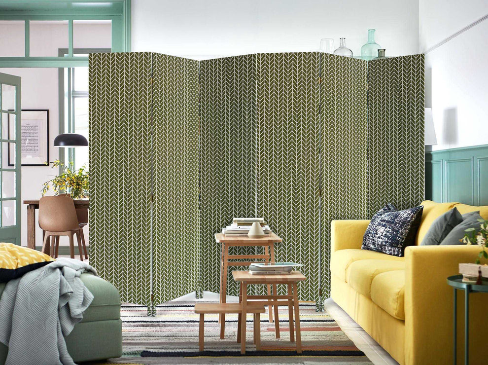 Blue and Beige Fabric Folding Three Panel Screen Room Divider By Homeroots | Room Dividers | Modishstore - 7
